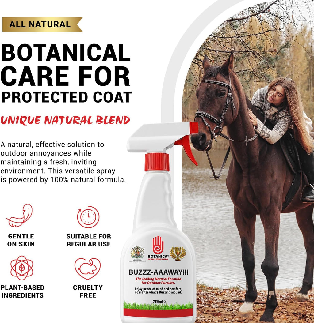 Botanica Buzzz-Aaaway Horse Fly Spray for Horses & Ponies | Plant-Based 750ml