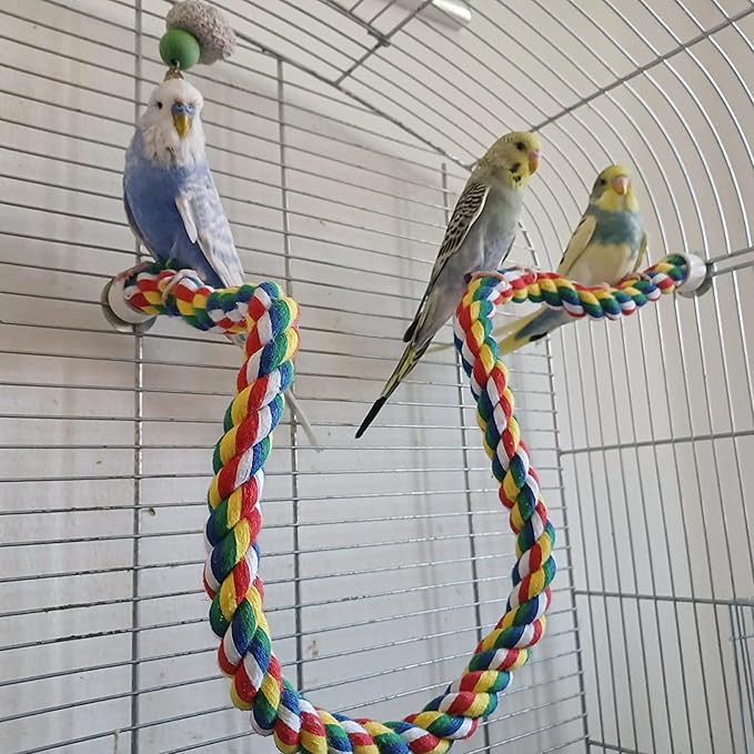 Bird Rope Perches for Parrots, Cockatiels, Budgie Cages Comfy Birds Colorful - Image 4
