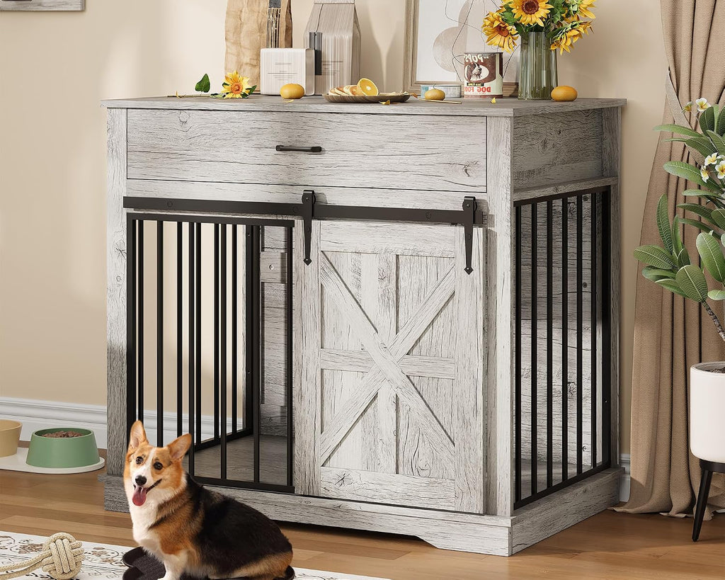 38" Farmhouse Dog Crate Furniture for Small & Medium Dogs