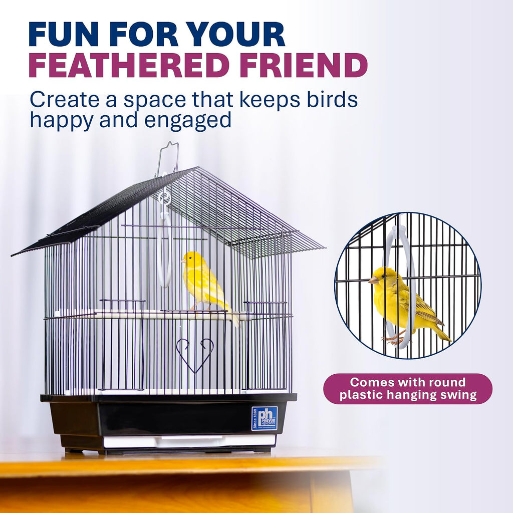 Prevue Pet Parakeet Manor Bird Cage with Handle Easy Storage - Black