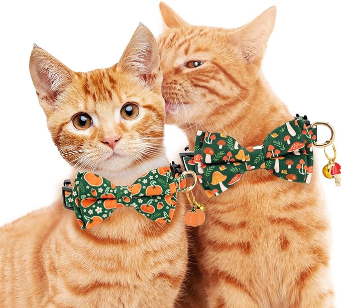 2 Pack Cotton Cat Collar with Bow Tie and Bell - Image 6