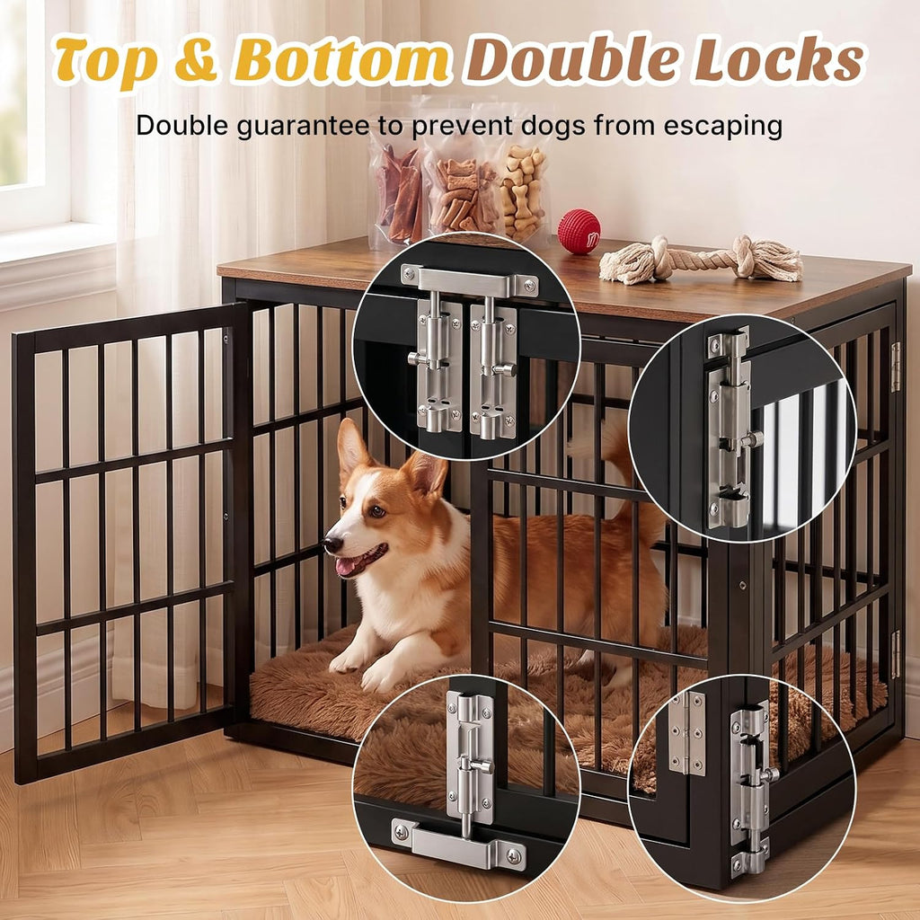 DUMOS Dog Crate Furniture 42 Inch Indoor Crate for Large Dog Wooden Kennel