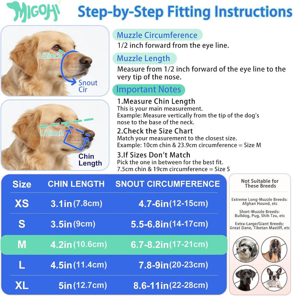 MIGOHI 2 Pack Dog Muzzle for Large Dogs,Soft Breathable Mesh Muzzle,Pink,L