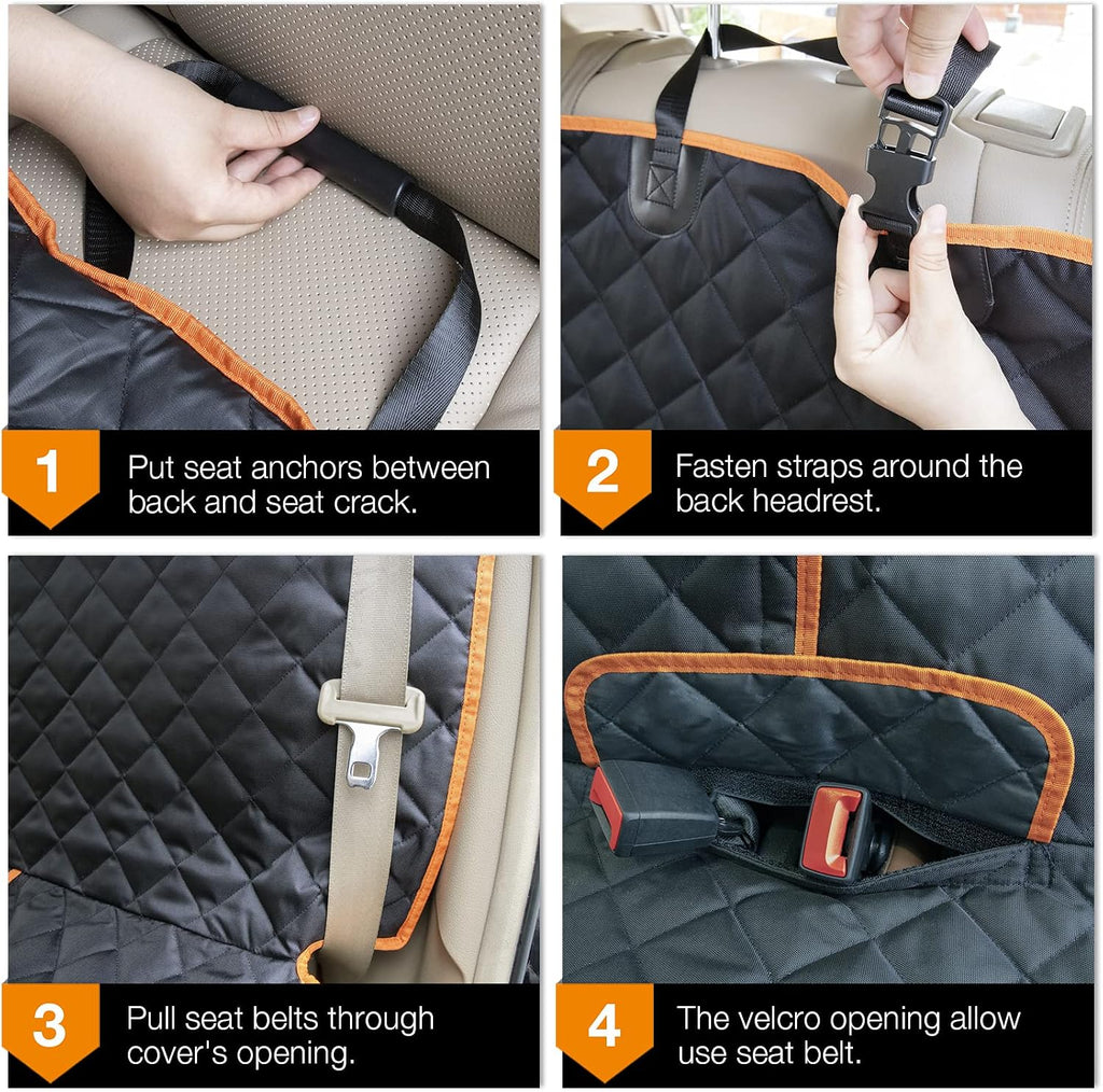 Truck Seat Cover for Dogs, 60 Inch Waterproof Nylon Oxford Back Seat Protector for Ford F150 F250 Ram 1500 Silverado GMC Sierra Tundra, No Chemical Odor, Stain Resistant, Velcro Opening