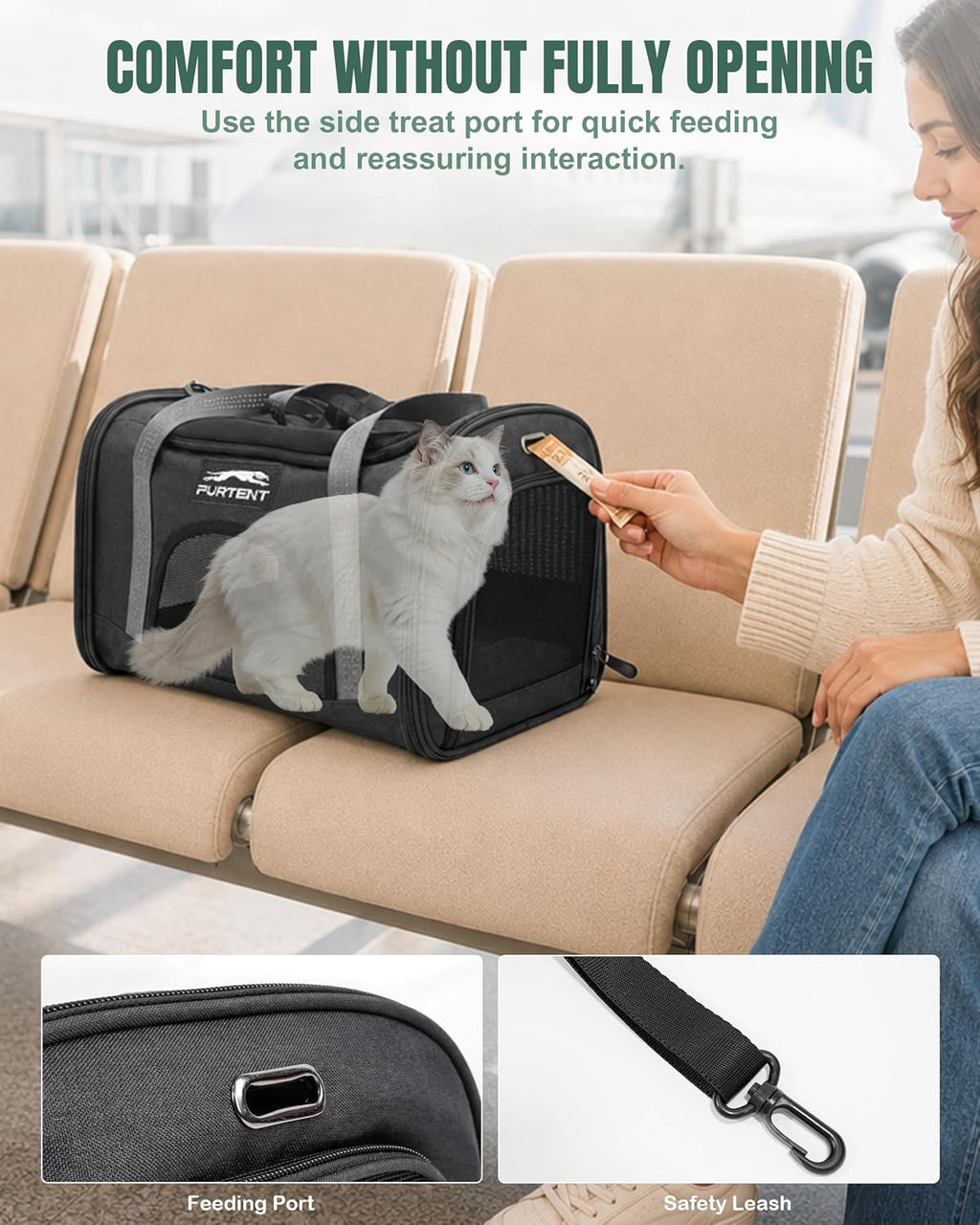 Soft Cat Carrier Airline Approved for Small Cats, Side Treat Opening