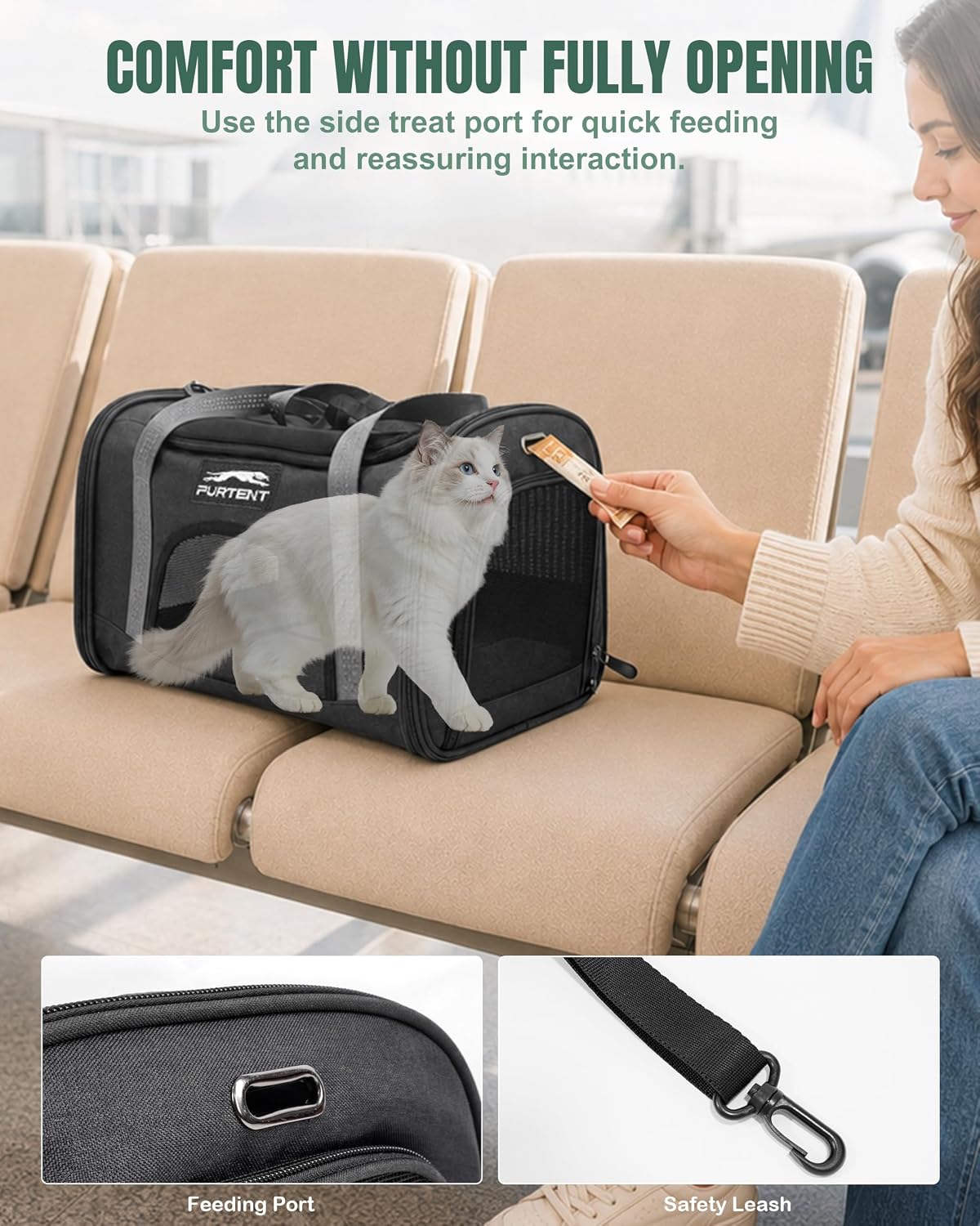 Soft Cat Carrier Airline Approved for Small Cats, Side Treat Opening