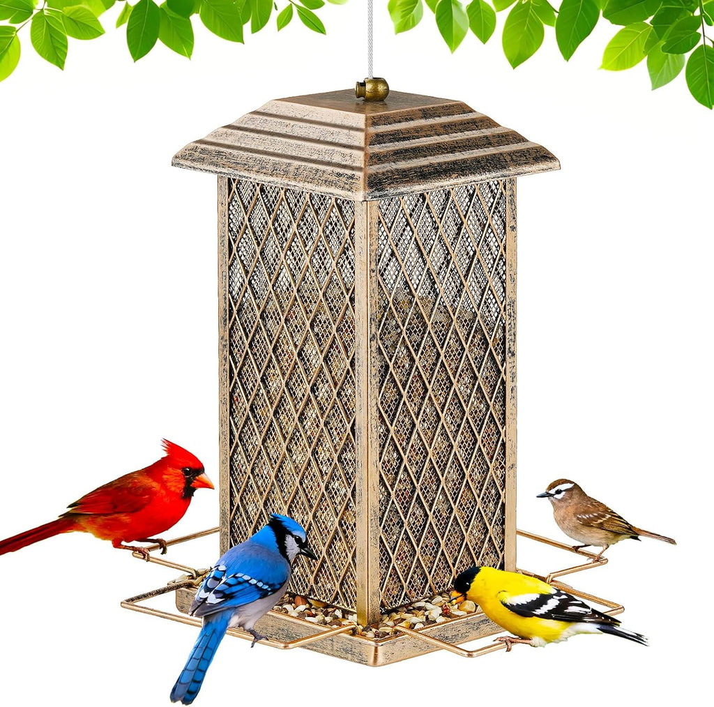 Bird Feeder, 6LB Large Capacity Metal Bird Feeders for Outdoor Hanging