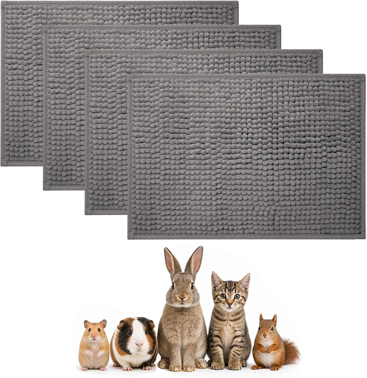 Guinea Pig Cage Liner, Washable Fleece Bedding Mat 16x24 In, 4 Pcs