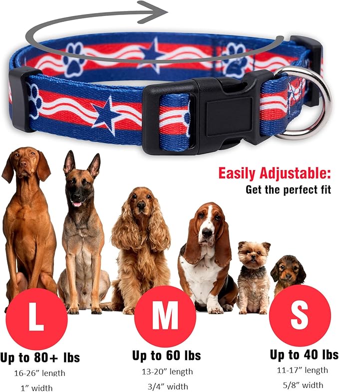 Native Pup American Flag Dog Collar- Red White and Blue- Patriotic Collars - Image 3