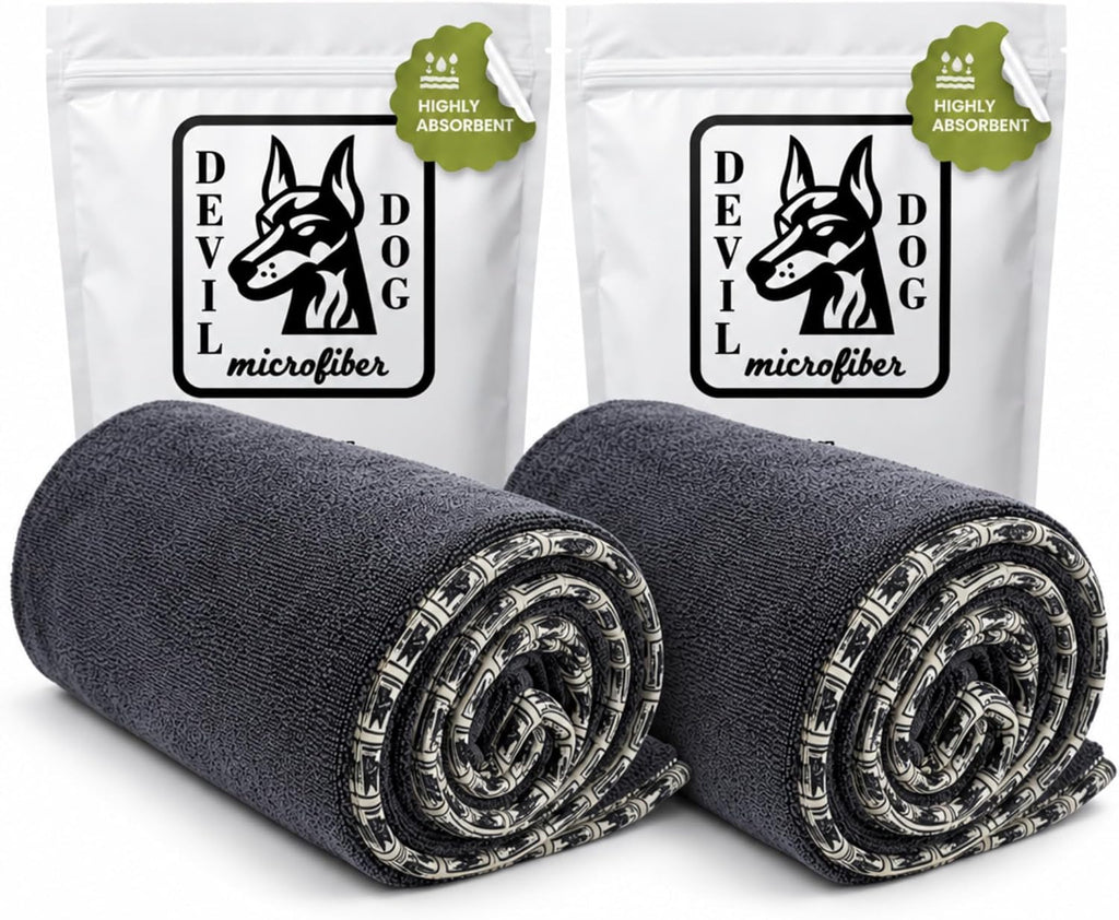 Dog Drying Towel for Dogs – Extra Large 24" x 35" Microfiber Dog Bath Towel, 1200 GSM Twisted Loop, Ultra Absorbent, Edgeless, Quick Dry for Bath, Beach & Travel, Gray