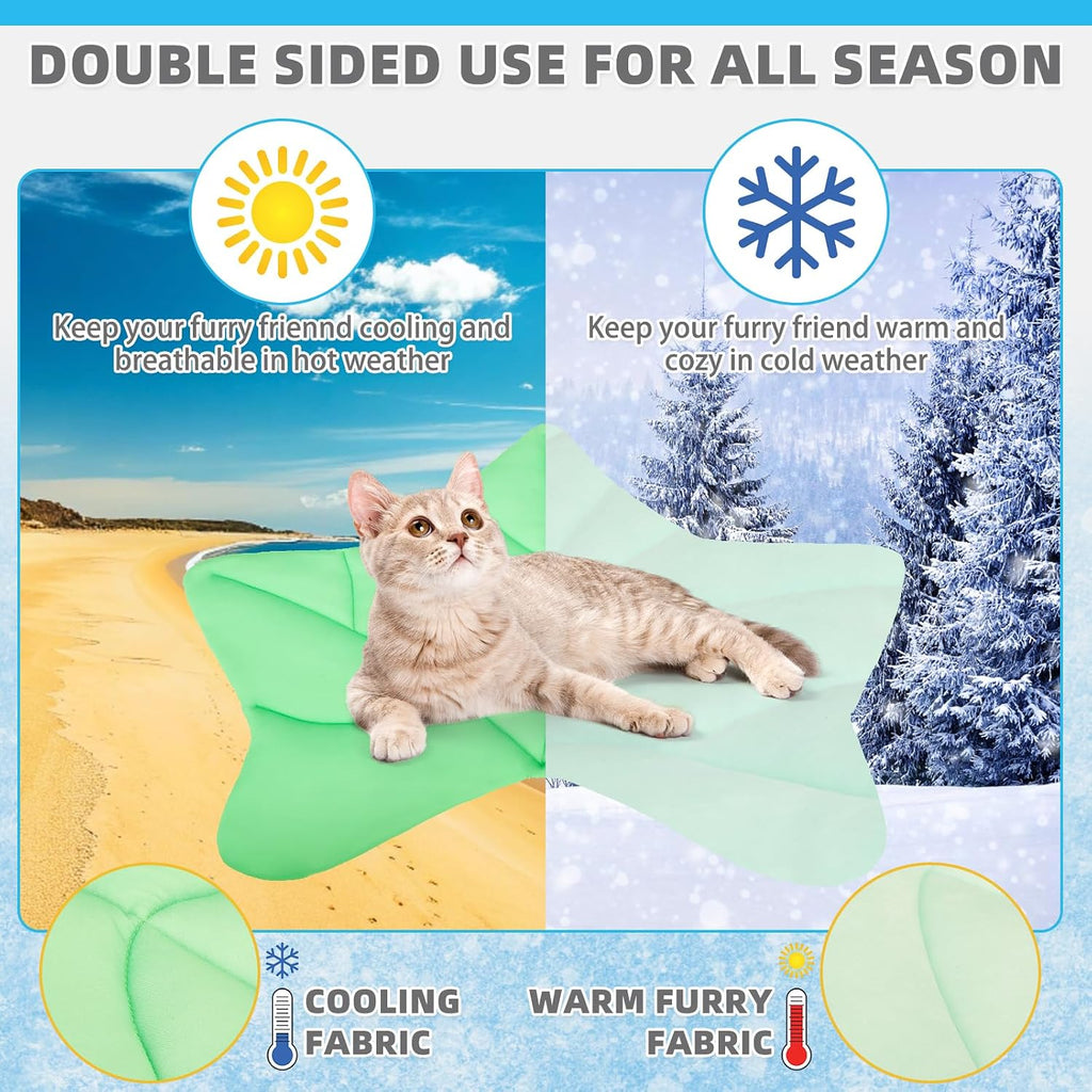 KOOLTAIL Cat Cooling Mat, Upgraded Two Sided Cooling Pad for Dogs Cats Puppy, Soft Summer Pet Sleeping Blanket Kennel to Keeping Cool, Washable Dog Mats for Crate Sofa Bed Outdoor Indoor, Ivy Green