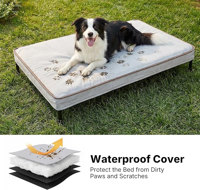 Veehoo Elevated Dog Bed with Waterproof Cushion Mat, Cooling Raised Dog Beds - Image 2