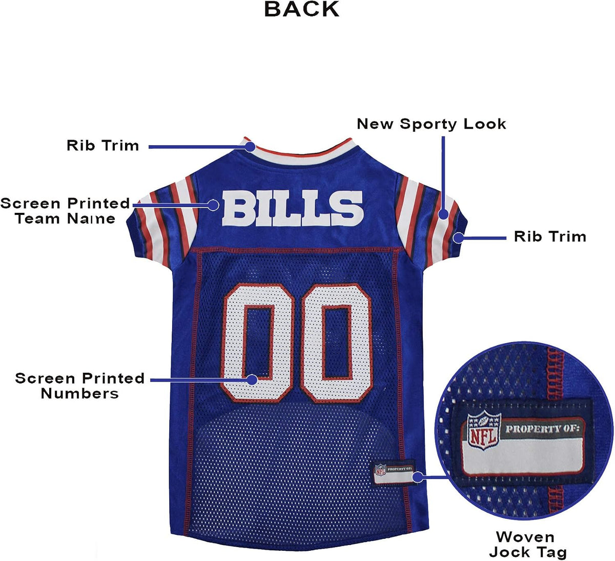 Pets First NFL Buffalo Bills Dog Jersey, Size Small, Football Shirt Costume for Pet, Dog Sports T-Shirt, NFL Team Clothing for Cats, Licensed Pet Apparel Available in 7 Sizes and 32 Teams