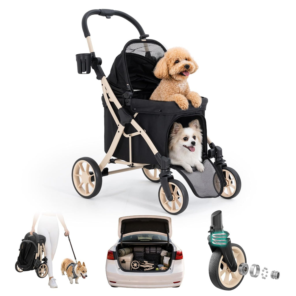 Dog Stroller for 1/2 Small Dogs & Medium Dogs,7/9 Rubber Wheels