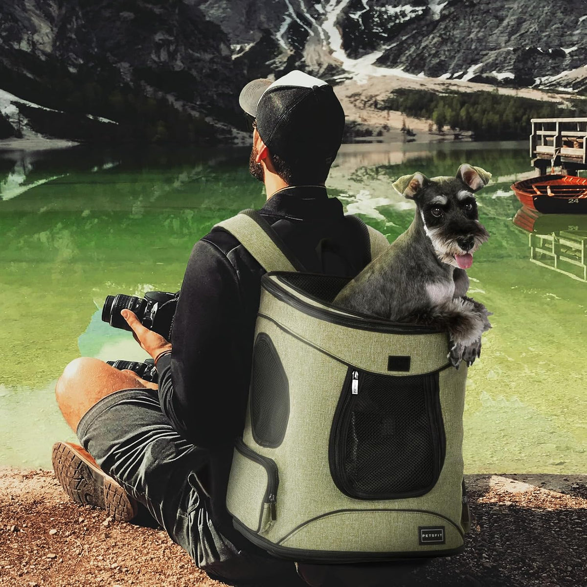 Petsfit Dog and Cat Backpack Carrier, Padded Waist Support, Up to 18 lb