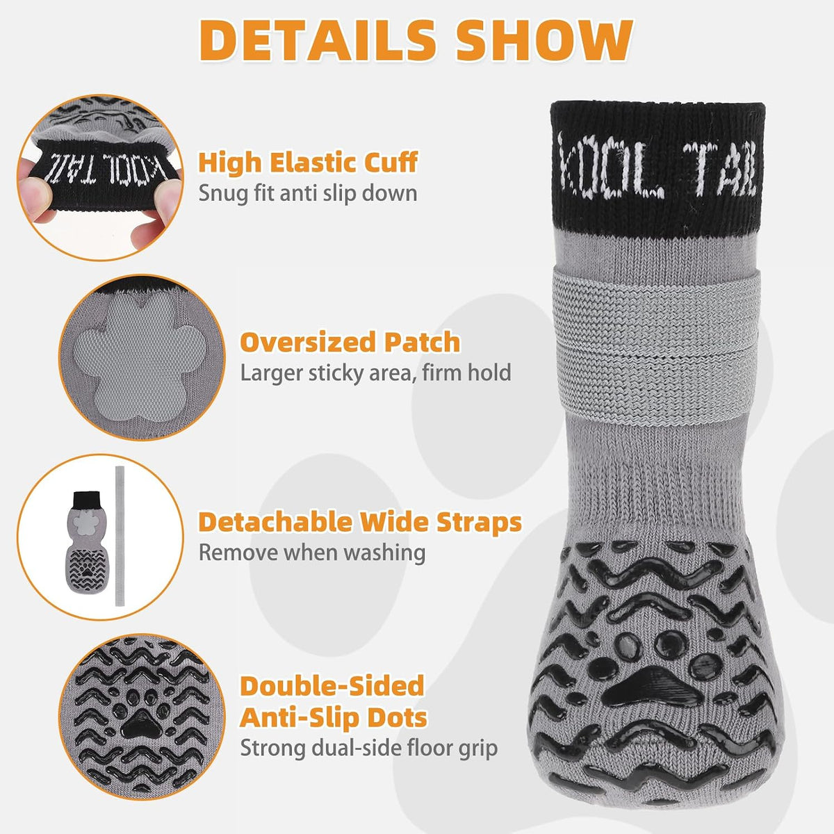 KOOLTAIL Non Slip Dog Socks to Prevent Licking Paws, Shoes for Hot Pavement