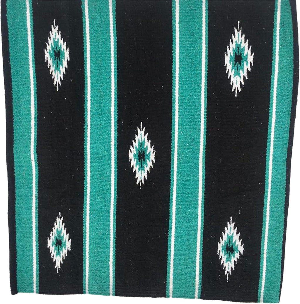 Majestic Ally 36"x 34" Navajo Design Acrylic Saddle Blanket -2.4 lbs (Turquoise Green and Black)