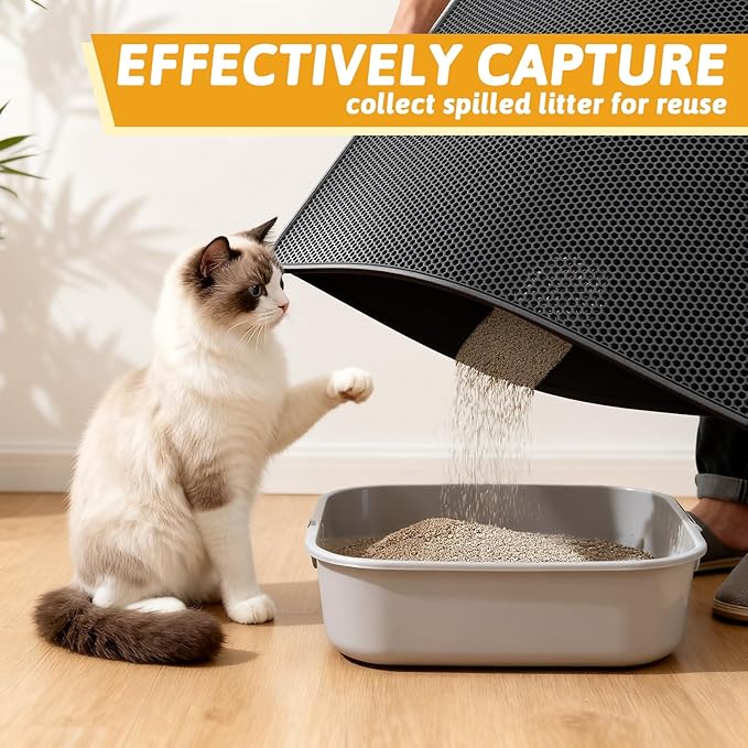 Pieviev Cat Litter Mat Double Layer Waterproof Urine Proof Trapping Mat 1 Pack) - Image 5
