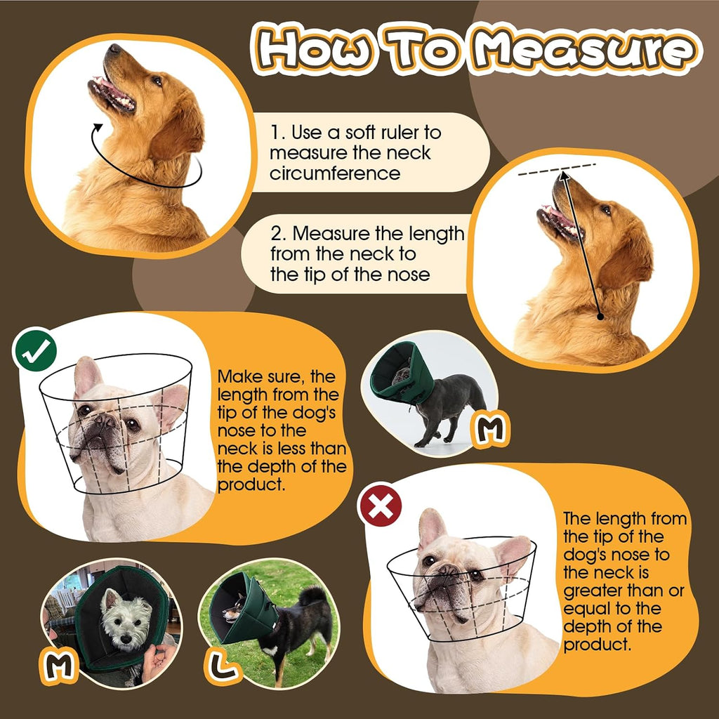 Allroaring Small Dog Cone, Soft Recovery Collar to Stop Licking,Green S
