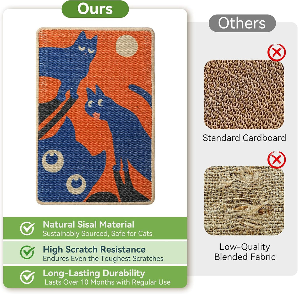 Sisal Cat Scratcher Mat Anti-Scratch Cat Scratching Pad with Adhesive Tape
