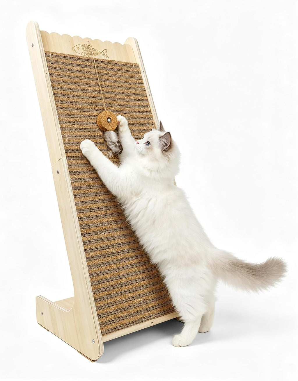 L-Shaped Cork Cat Scratcher, Vertical Scratching Post for Indoor Cats