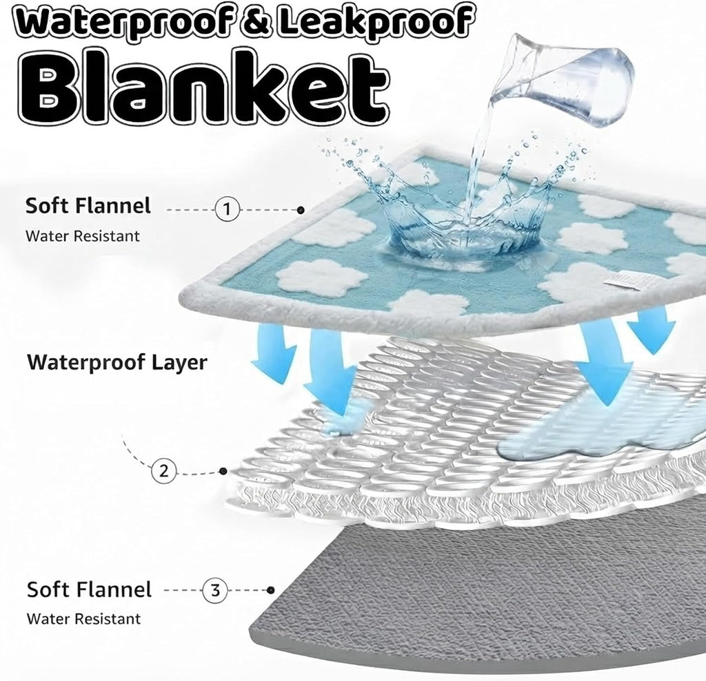 Waterproof Pet Blanket,Dog Bed Covers Couch Sofa Stylish Jacquard Pets Throw Blankets for Puppy Cats Washable Reversible Furniture Protection Covers (Blue Cloud,S)