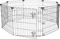 Amazon Basics Foldable Octagonal Metal Exercise Pen for Dogs, Indoor/Outdoor, Single Door, 8 Panels, 24" Height, Extra Small, Easy to Assemble, Black