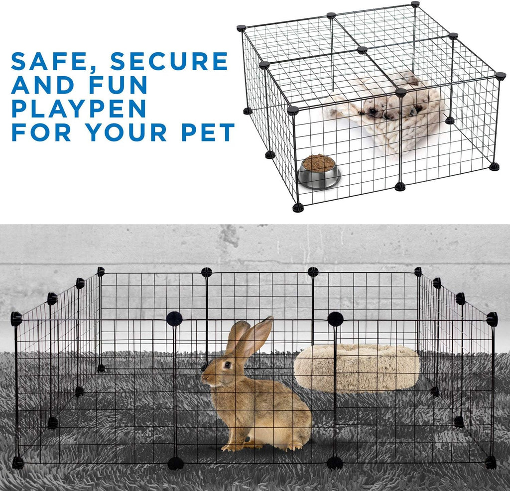 Work-It! Pet Playpen, Foldable Metal Exercise Pen | Small Animal Cage Indoor/Outdoor Metal Wire Fence for Rabbits, Guinea Pigs, Small Animals | Portable Kennel Crate Fence with Configurable 12 Panels