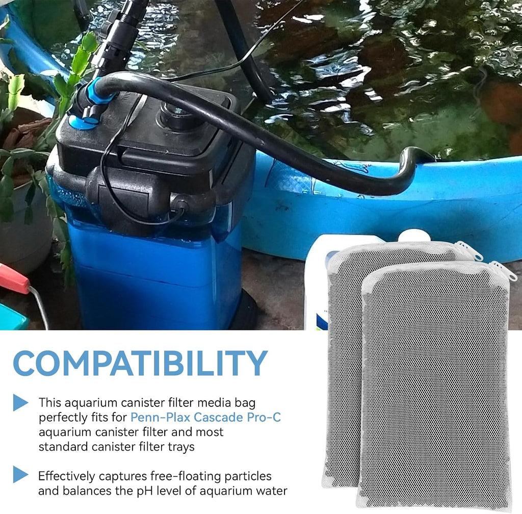 8 Oz Pro-C Aquarium Canister Filter Media Bag Compatible with Penn-Plax Cascade, Canister Filter Carbon Media for Remove Odors & Clear Water, Fish Tank Carbon Filter, 3 Pack (235g/bag)