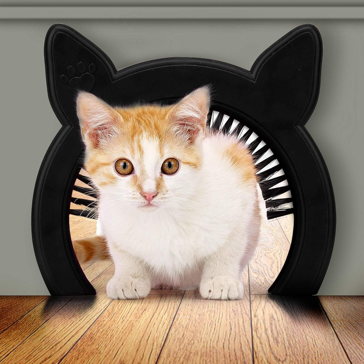 Interior Cat Door, Pet Door for Cats, Cat Door Hides Litter Tray, Cat Door with Brush, Fits Cats Up to 20lbs, Easy DIY Setup, Secured Installation in Minutes, No Training Needed