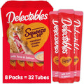 Delectables Squeeze Up Creamy Squeezable Puree, Lickable Wet Cat Treats, Grain Free, No Added Fillers, No By-Products, No Added Preservatives, 0.5 Ounces Tuna & Salmon, 32 Tubes Total