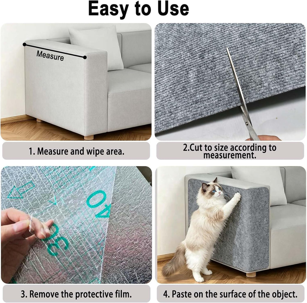 2Pcs Self-Adhesive Cat Scratch Couch Furniture Protector,LightGrey
