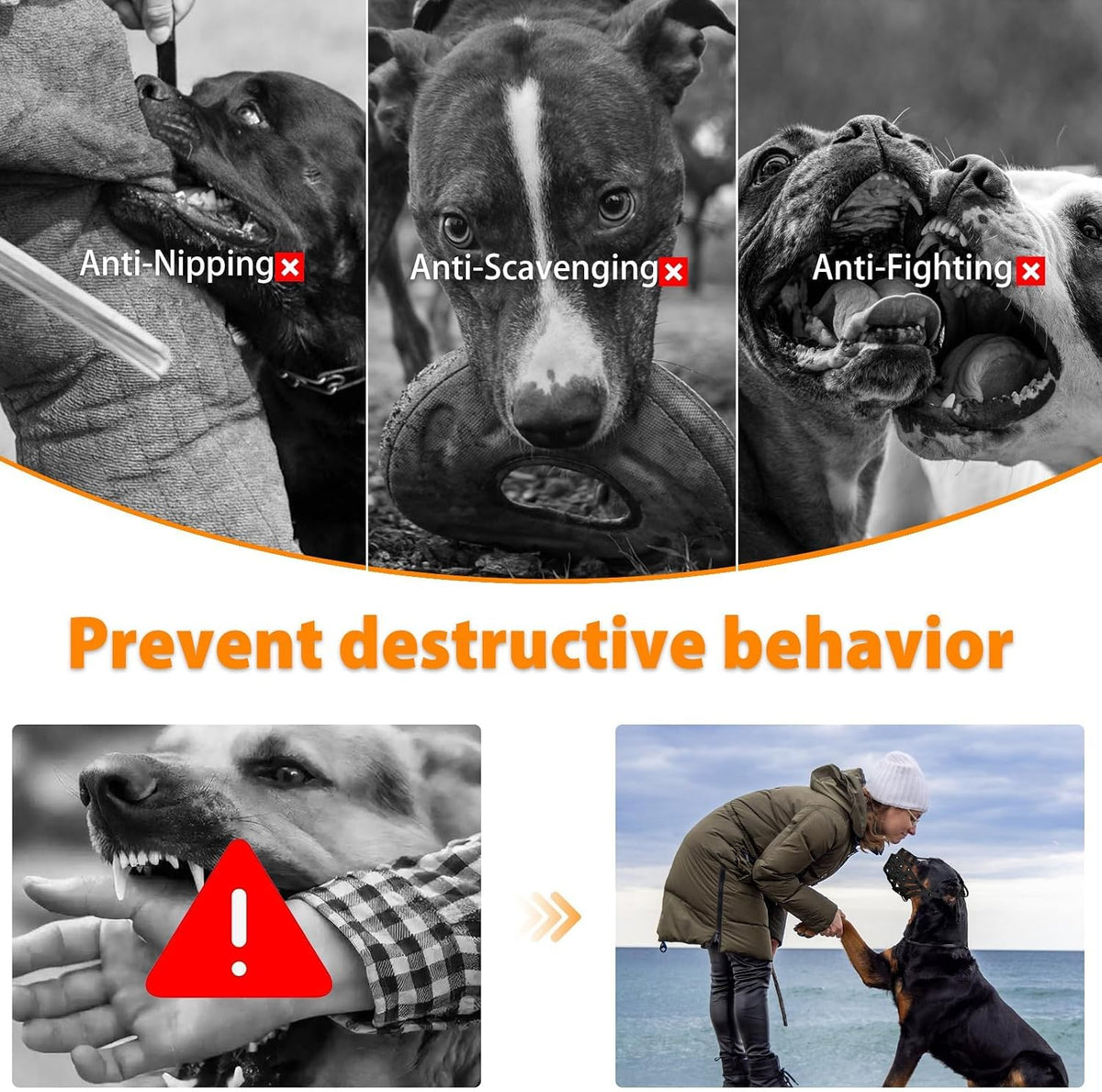Mayerzon Pitbull Dog Muzzle for Large Medium Dogs Prevent Biting Scavenging