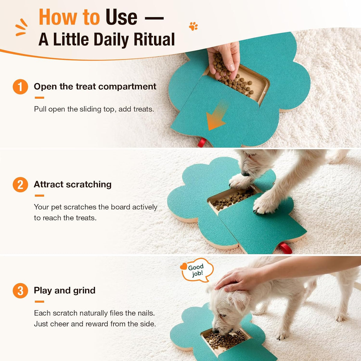 Dog Nail Scratch Pad with Treat Box,2 Pcs Replaceable Sandpaper,Interactive Dog Nail File with 6 Pcs Non-Slip Pad,Dog Nail Scratch Board, Alternative to Dog Nail Clippers and Grinders for Pets