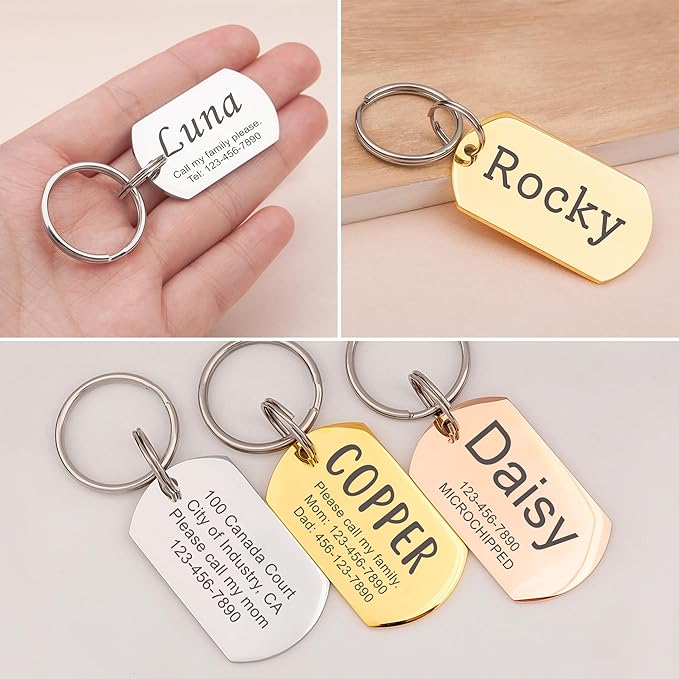 Anavia Personalized Pet ID Tags, Stainless Steel Glossy Laser Engraved Dog Cat - Image 3