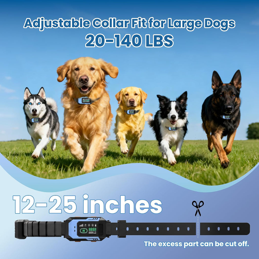 GPS Wireless Dog Fence System - Multifunctional Electric Fence for Large Dogs, Radius Range 100-9999ft, Training Collar with 8 Correction Modes, Perimeter Dog Collar for Large Yard/Outdoor Use Only
