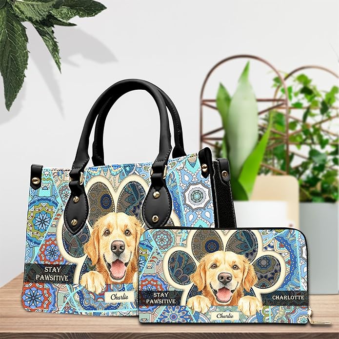 Personalized Pet Mom Leather Handbag – Custom Name Dog Cat Photo Purse - Image 3