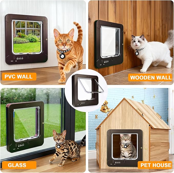 Smart Cat Door with 3 Collar Sensor, RFID Cat Door Collar Activated with Remote - Image 6