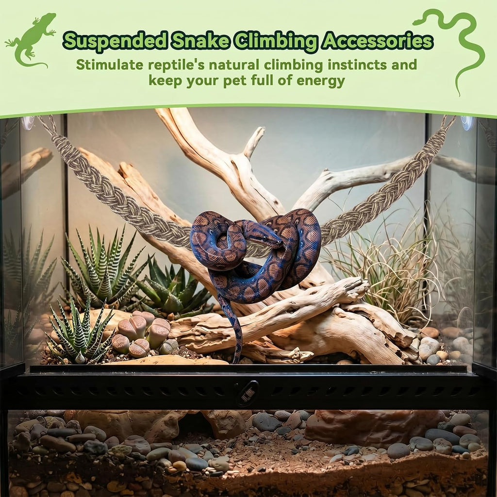 Rope for Snake Climbing Accessories, Ball Python Enrichment Toys (Brown)