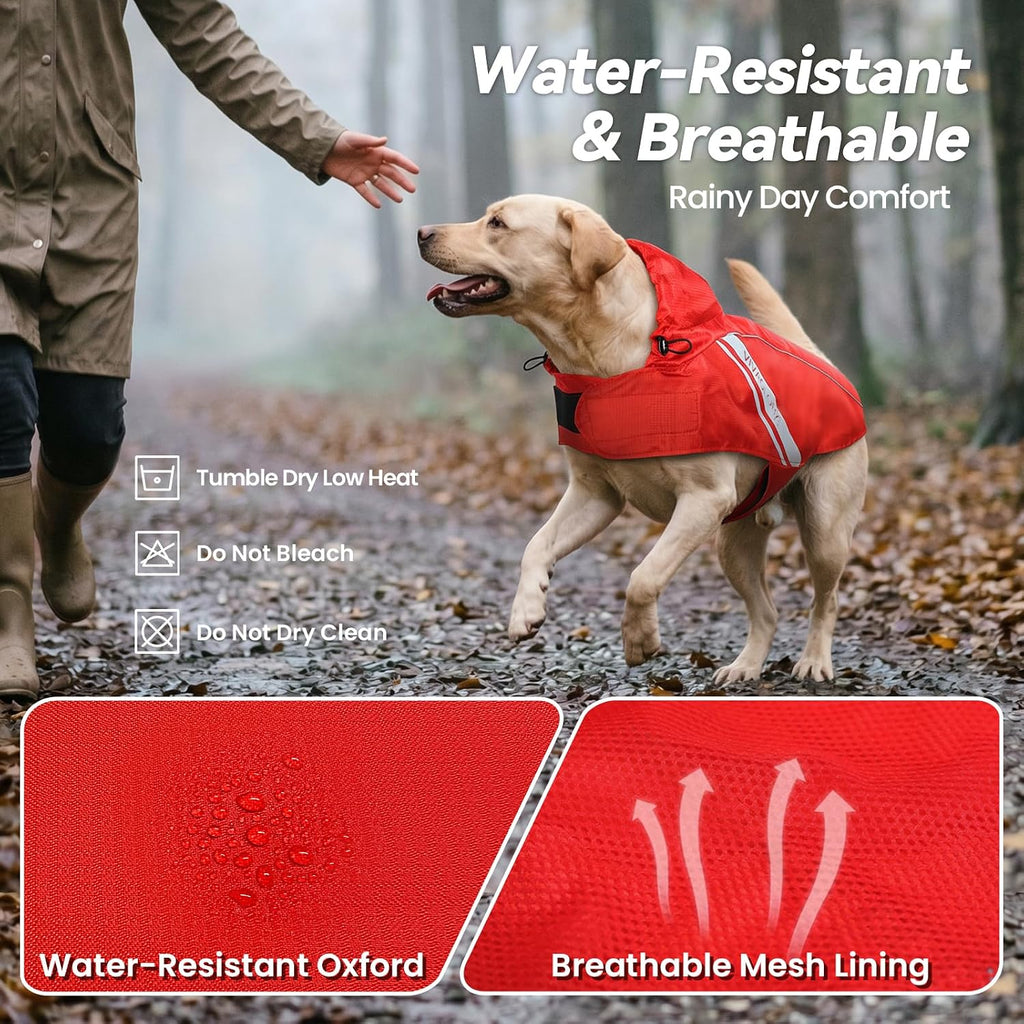 VIVAGLORY Dog Raincoat Wetoff Dog Rain Coat, S, Red