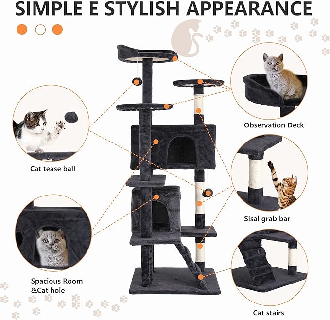 Cat Tree for Indoor Cats, Space Saving Cat Activity Center, Durable Pet Play - Image 3
