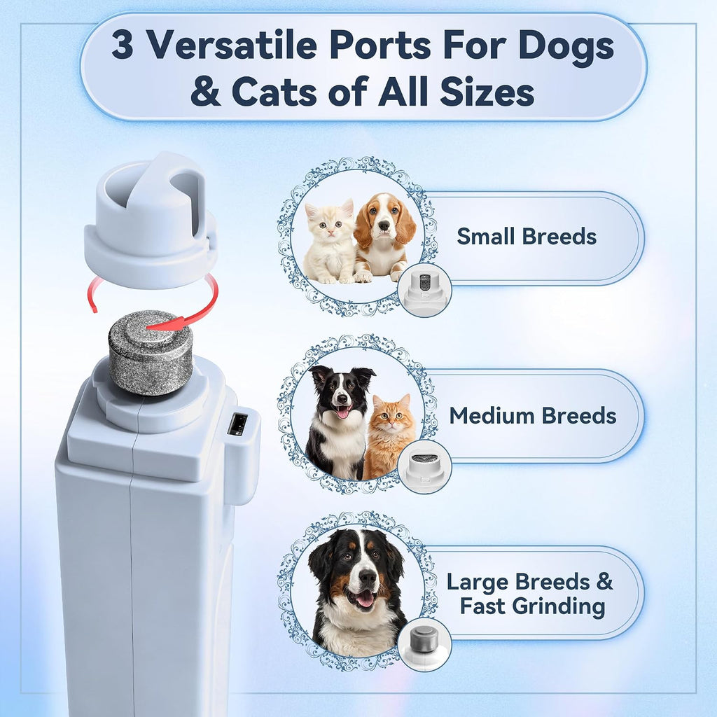 2-in-1 Quiet Electric Pet Nail Clipper & Grinder with Light for Dogs Cats (Blue) Dual LED Lights,3-Speed Grinder,Nail Clipping Splash Guard,Type-C Rechargeable,Quiet Design for Anxious Dogs & Cats