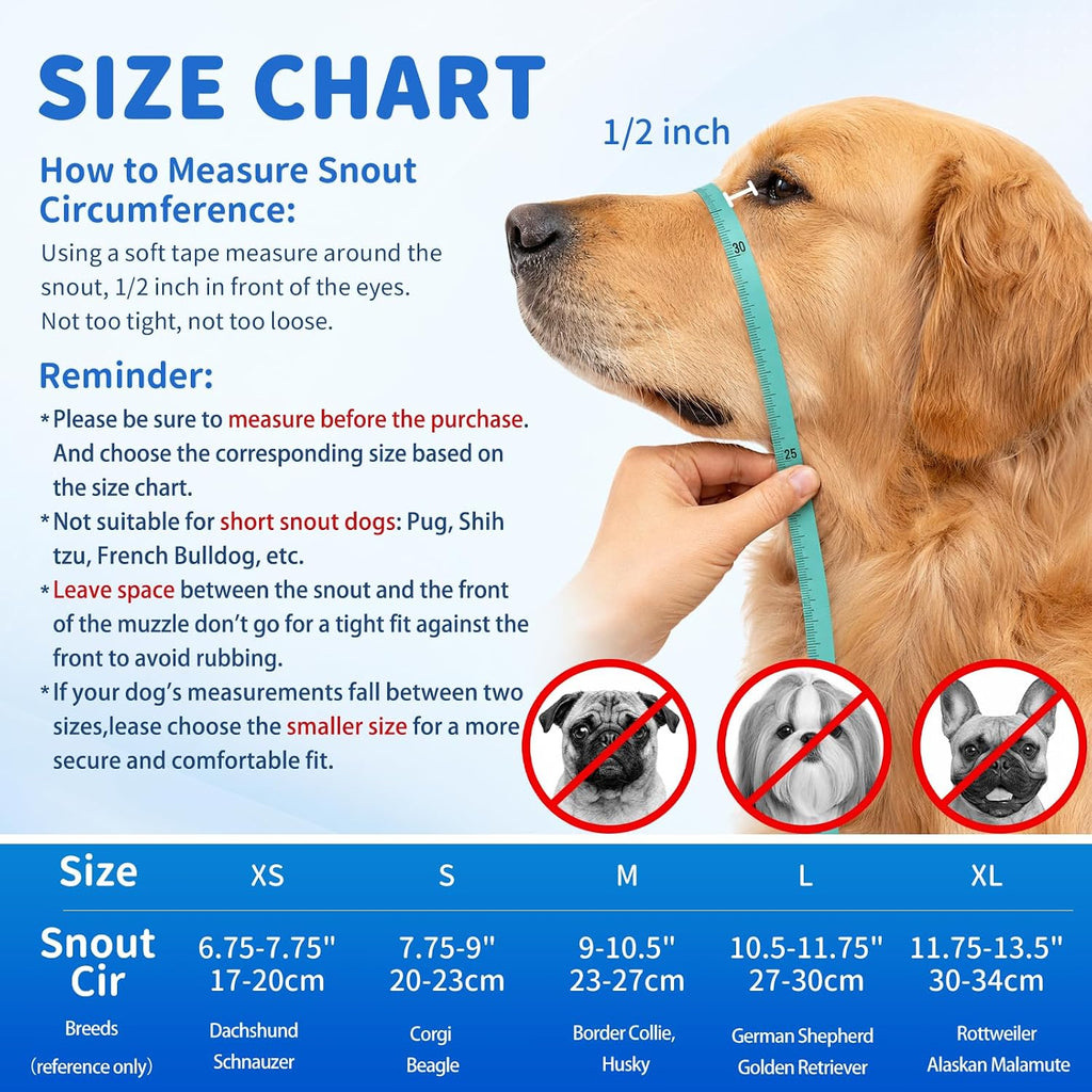 BARKLESS Soft Muzzle for Dogs, Front Opening Anti Licking Biting Muzzle