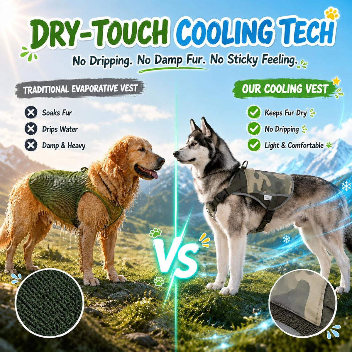 Cooling Dog Vest Harness with 4 Reusable Ice Packs, Helps Dog Heat Relief