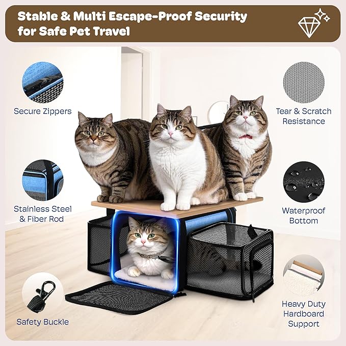 Top and 2 Sides Expandable Pet Carrier 17x11x9.5, TSA Airline Approved Small - Image 5