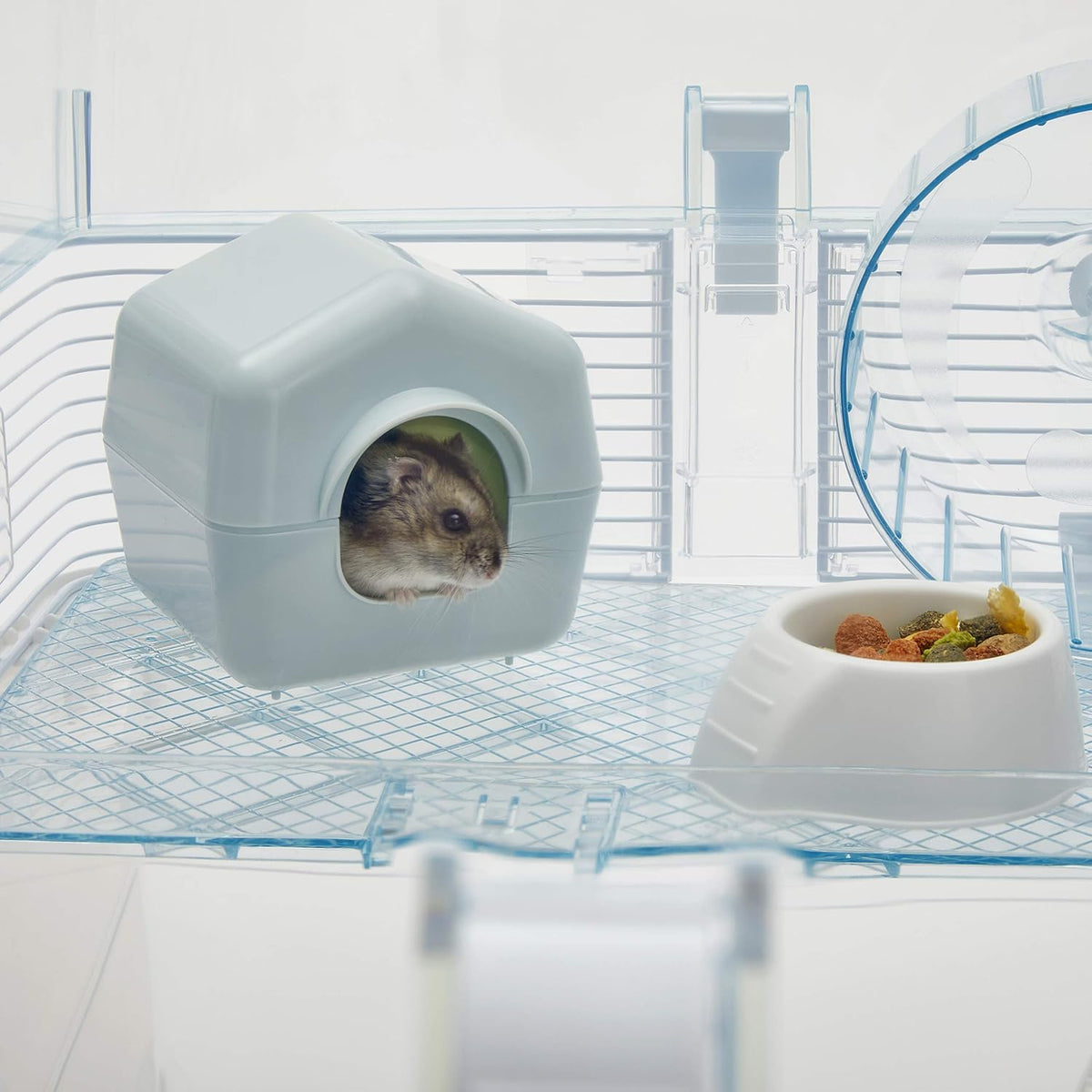 Ferplast Duna Space Hamster Cage, Extra-Deep 11.5-Inch Base Promotes Instinctual Burrowing While Containing Litter & Debris, Includes All Accessories and Play Tunnels, 22.6L x 18.7W x 21.5 Inches