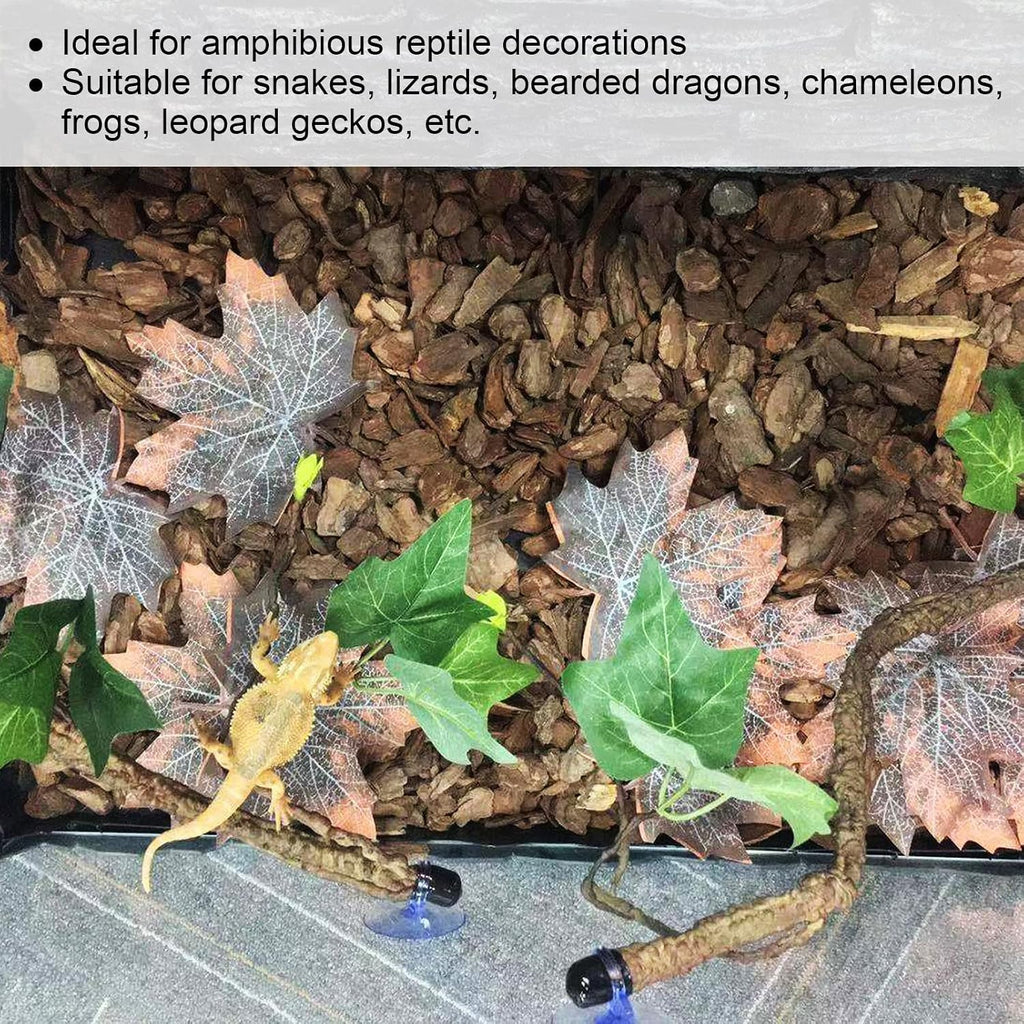 flexman 2Pcs Reptile Corner Branch, Imitation Climb Tree Branch Decor with 360 Degree Rotating Suction Cup, Terrarium Plant Ornament for High and Low Temperatures Terrarium Chameleon Lizards Gecko