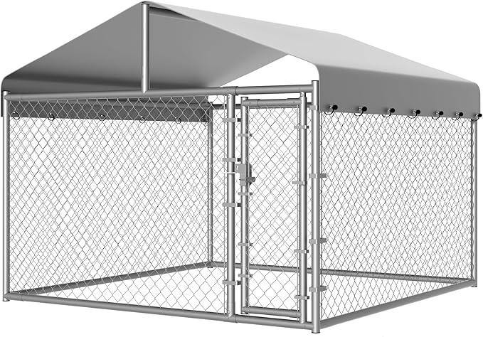 Dog Kennel Outside with Roof, Large Dog Run Enclosure, Outdoor Heavy Duty Pens - Image 2