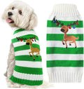 Christmas Dog Sweaters Xmas Pet Outfits Striped Elk Costume Holiday Clothes by DOGGYZSTYLE