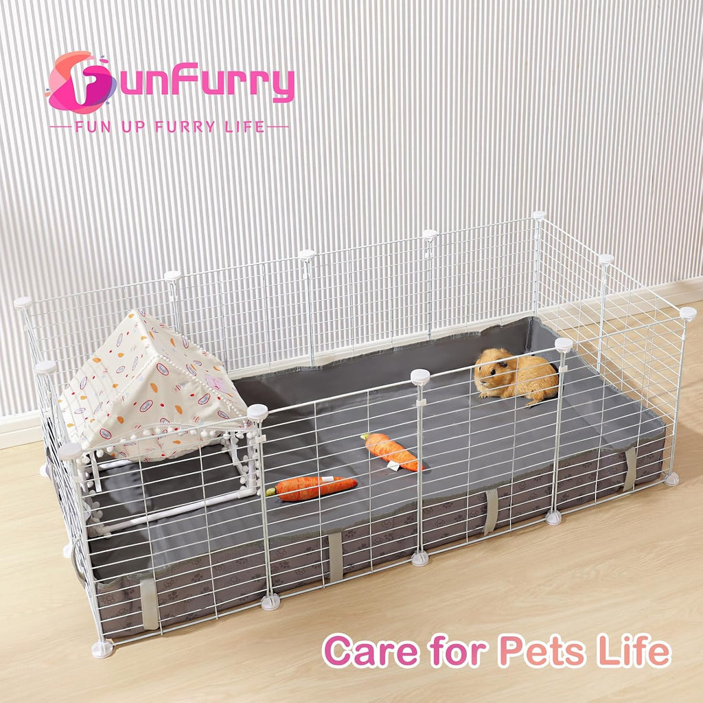 FunFurry Waterproof Guinea Pig Cage Liner,Washable Tarp Bottom Base,Cage Liners for Small Animals,Hamster Chinchilla Hedgehog Ferret Rabbit. (Dark Grey-Paw, 24" X 48")